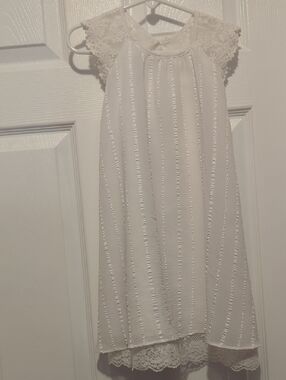 Bonnie Jean White Lace Cap-Sleeve Dress